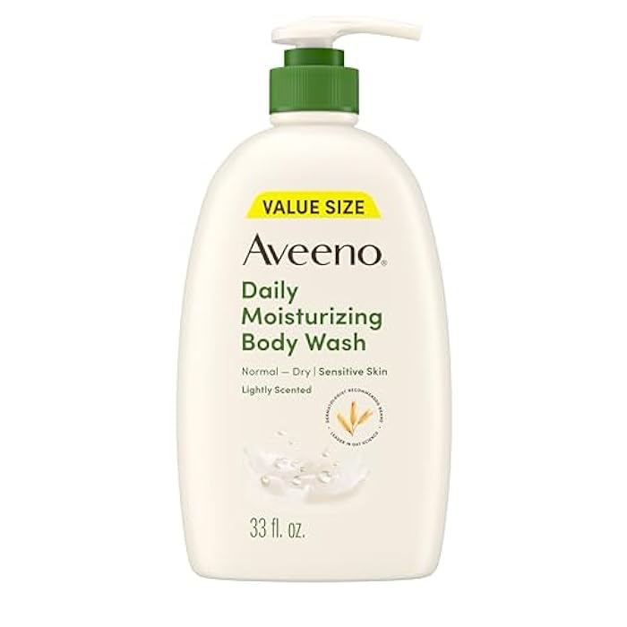 Aveeno Daily Moisturizing Body Wash for Women and Men for Dry & Sensitive Skin, Paraben, Soap & Dye-Free, Gentle Shower Cleanser, Dermatologist Recommended Brand, Lightly Scented, 33 Fl Oz - Image 1